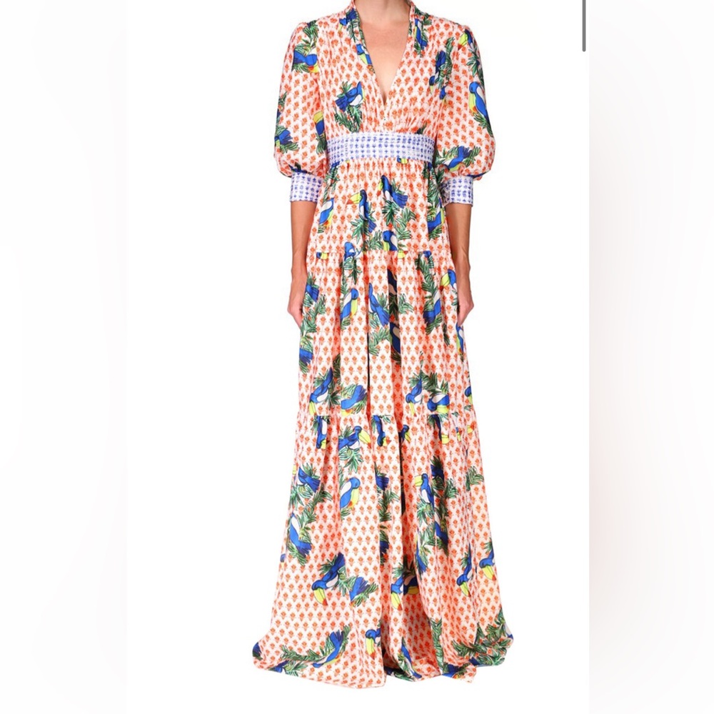 Badgley Mischka Colorful Toucan Gown